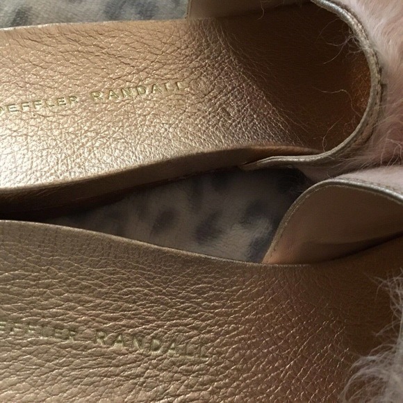Loeffler Randall Domino Shearling Sheep Fur Flat Slides Pink / Rose Gold Sz- 8B - Picture 7 of 8